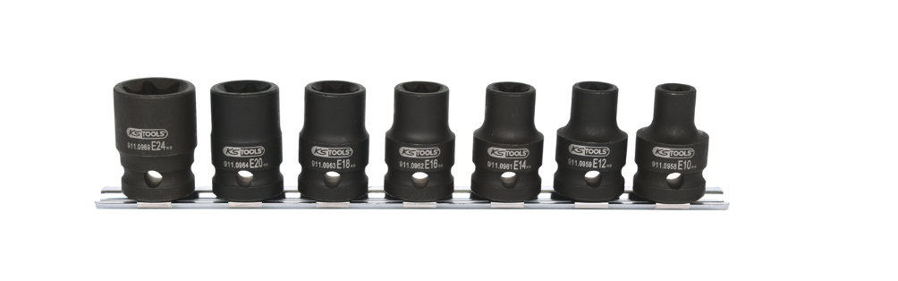 Set de chei tubulare de 1/2" cu profil Torx exterior, 7 buc., E10-E24