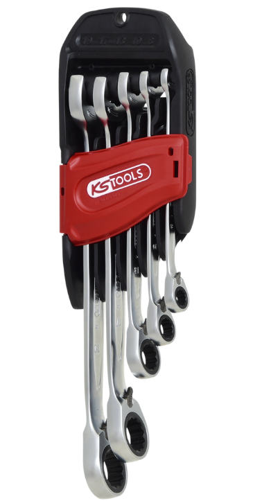 Set de 5 chei combinate cu clichet DUO GEAR, comutabile