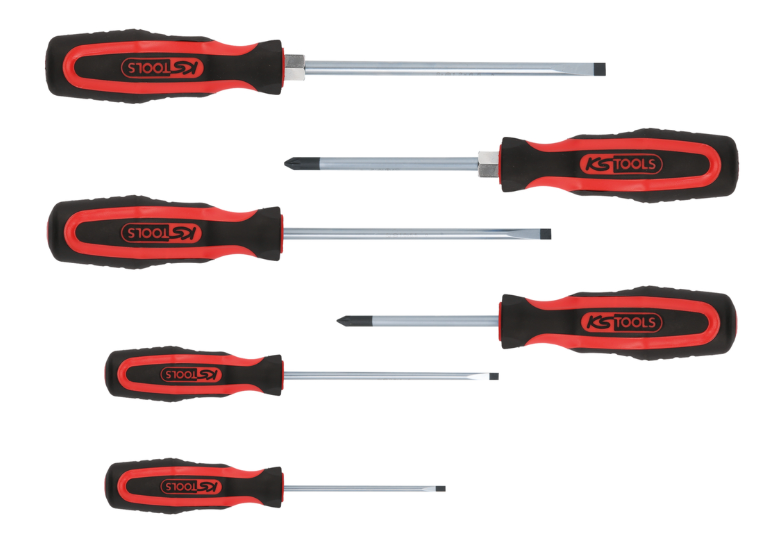 Set de șurubelnițe cu cap plat ERGOTORQUEplus, 6 piese, cu profil Pozidriv