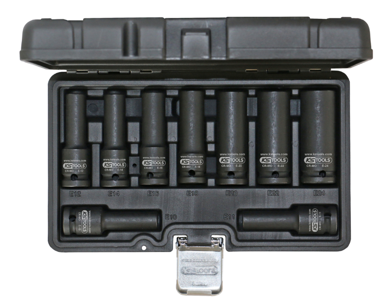 Set de chei tubulare de 1/2" cu profil Torx exterior, 9 buc., E10-E24