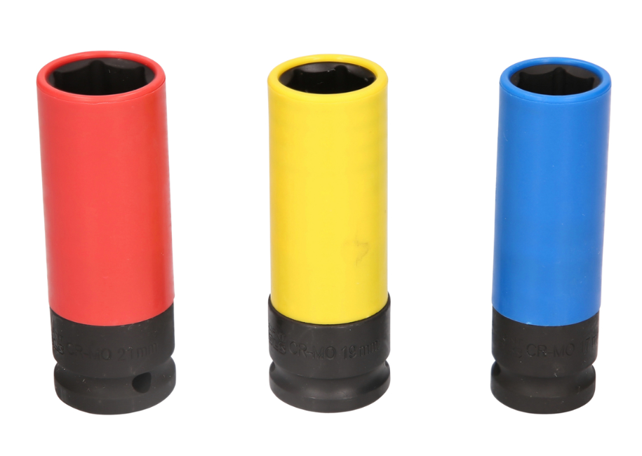 Set chei tubulare de impact de 1/2" pentru jante din aluminiu, 17 / 19 / 21 mm, 3 buc.